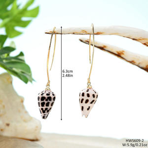 夏威夷珠宝批发简单钩镀金希伯来贝壳耳环女 - Product Image 4