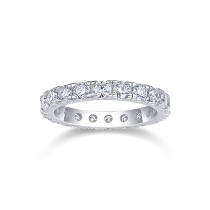 Luxuriöser Doppelreihiger Moissanit Eternity <span class=keywords><strong>Ring</strong></span> aus 925 Sterling Silber, Vollbesetzt, Stapelbar, Hochzeits- und Verlobungsring für Damen und Herren - Product Image 4