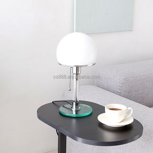 Lampe de bureau LED Design moderne nordique <span class=keywords><strong>Wilhelm</strong></span> Wagenfeld Bauhau Lampe de table Lustre latéral de lit avec verre pour chambre - Product Image 1