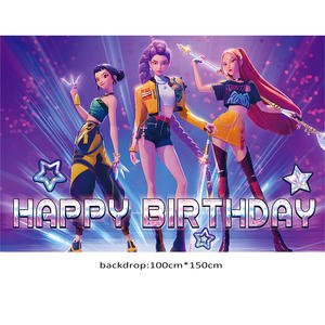 Paquete de Artículos para Fiesta de Fans del Grupo Kpop Demon Hunters, Incluye Globos de Látex, Decoración para Pastel, Pancarta de Feliz <span class=keywords><strong>Cumpleaños</strong></span>, Regalo - Product Image 4