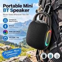 Mini haut-parleur portable BT 5.3, étanche IP56, sans fil, avec lumière RGB, TWS, carte TF, radio FM pour l'extérieur