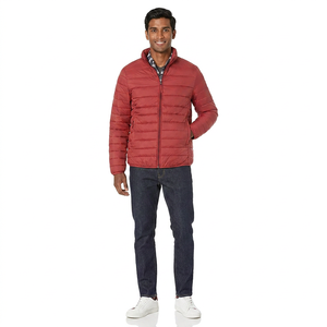 High Quality Premium Men's Winter <b>Canvas</b> Puffer Jacket with Stand Collar and Front Logo Breathable Quick Dry Customizable Design - Product Image 1