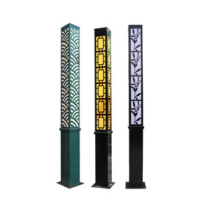 Lampadaire de jardin extérieur LED en fer avec abat-jour en verre, lumière blanc chaud 2700K, IP66, alimentation AC, détecteur de mouvement, garantie 10 ans - Product Image 1