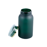 Bouteilles en plastique PET vert mat de qualité alimentaire 80cc 150cc 225cc 275cc pour capsules, pilules, bonbons, comprimés, vitamines, médicaments, avec couvercle à double paroi