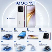 IQOO 15T Nouveau Smartphone Original avec Écran AMOLED 144Hz 6.82'', Charge Rapide 100W, Double SIM, Processeur Octa-Core, 5G, Android vivo iqoo 15t