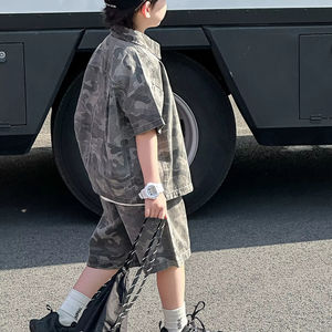 2025 été à la mode décontracté enfants vêtements en gros garçons à manches courtes T-<span class=keywords><strong>Shirt</strong></span> et Shorts chaud <span class=keywords><strong>Camouflage</strong></span> impression enfants garçon 2 pièces ensembles - Product Image 2