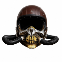 Casque de moto demi-coque personnalisé avec masque amovible, style gothique, en cuir noir mat, pour motard, Warhammer, chevalier, cyberpunk