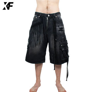 شورت جينز رجالي أصلي من XUFEI بتصميم مخصص، ملابس الشارع، 100% قطن، فضفاض، بنمط كارجو، معالج بالحمض - Product Image 1