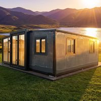 Casa Contenedor Modular Prefabricada Plegable y Expandible de 40 pies, Estructura de Acero con Panel Sándwich, Diseño Moderno, Residencial de 3 Dormitorios