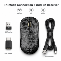 Attack Shark RS3Ultra 42000DPI Sensor PAW3955MAX Dual 8K Polling 66g Serat Karbon Tri Mode Mouse Gaming Nirkabel Isi Ulang