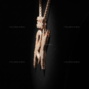 Collar con Colgante de Letra del Alfabeto en Plata de Ley 925 con Moissanita y Baño de Oro Rosa, Número de Ángel RX, Joyería Elegante, Regalo - Product Image 2