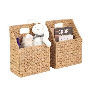 Ecoka Eco-Friendly Hand <b>Woven</b> Water Hyacinth Rectangle Multifunctional Clothing Storage <b>Basket</b> for Home Decoration Wall Mounted - Product Image 1