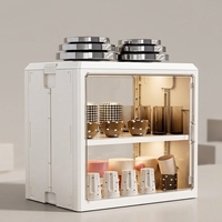 Range-tasses pliable à double niveau en PP moulé par injection, gain de place, boîte de rangement de cuisine, compatible lave-vaisselle, grande capacité pour