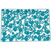 Set de table transparent bleu floral en PVC, imperméable, résistant à l'huile, écologique, antidérapant, ajoute une protection décorative à la cuisine