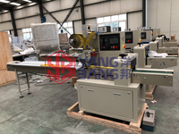 Machine d'emballage horizontale automatique YB-250 pour biscuits et gâteaux, avec alimentateur multi-voies
