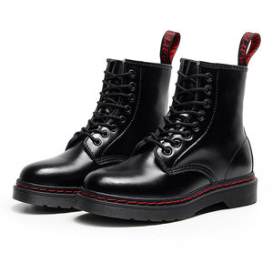 <span class=keywords><strong>Stivaletti</strong></span> Unisex Stile Britannico con Linea Rossa per Martin Boots in Vera <span class=keywords><strong>Pelle</strong></span> a Metà Polpaccio alla Moda Traspiranti Invernali con Lacci - Product Image 5