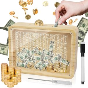 Trẻ Em Người Lớn Truy Cập Đồng Xu Thách Thức Ngân Hàng 10000 Tiết Kiệm Bằng Gỗ Tiền Hộp Gỗ Tiết Kiệm Hộp Con Heo Đất Ngân Hàng Thiết Kế Tiền Tiết Kiệm Hộp Tiền Mặt - Product Image 2