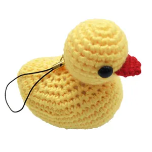 Mini bonito artesanal de pato amarelo, de crochê, feito à mão, brinquedos de amigurumi para bebê, boneco de pelúcia
