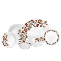 Service de table en verre opale rond, forme carrée en option, bols à soupe en verre opale blanc, assiettes, vaisselle en verre trempé incassable