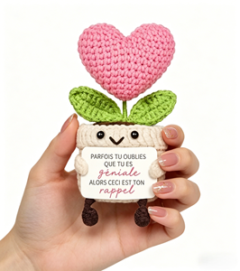 Muñeca <span class=keywords><strong>de</strong></span> Ganchillo Hecha a Mano 100%, Flor <span class=keywords><strong>de</strong></span> Hilo en Maceta con Corazón Rosa, Decoración Eterna, Regalo para San Valentín, Oficina o Escritorio - Product Image 4