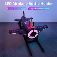 Plateau de verres à liqueur d'avion personnalisé avion moderne à LED pour présentateur de bouteille de champagne pour service VIP pour restaurant bar lounge