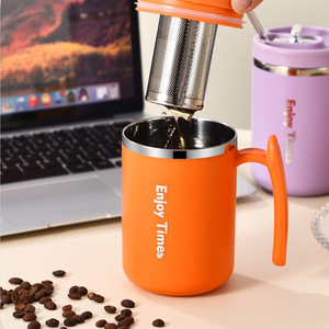 ถ้วยกาแฟสแตนเลสพร้อมฝาและที่กรองชากันรั่วแก้วมัค - Product Image 1