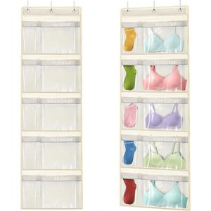Organisateur de sous-vêtements suspendu double face, grande pochette de rangement personnalisée pour placard avec grilles en maille - Product Image 1