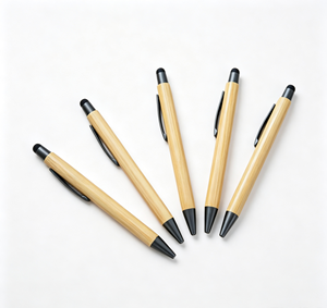 Stylo bille en bambou écologique personnalisé, action clic, logo sérigraphié, durable, cadeau promotionnel de bureau, fabriqué en Chine, pour salon professionnel - Product Image 1