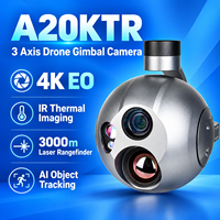 Caméra de drone à double capteur A20KTR avec cardan, imagerie thermique EO IR 4K, télémètre laser et suivi d'objets par IA