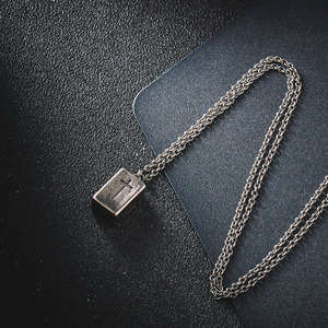 Cubo in Titanio Forgiato, <span class=keywords><strong>Collana</strong></span> con Ciondolo Creativo a Forma di Mattone Retrò Europeo e Americano per <span class=keywords><strong>Uomo</strong></span> e Donna - Product Image 5