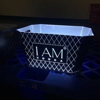 Seau à glace LED en acrylique 12L personnalisé OEM ODM avec logo, rechargeable, pour champagne et bière, présentoir de bouteilles LED pour discothèque, bar, fête, KTV