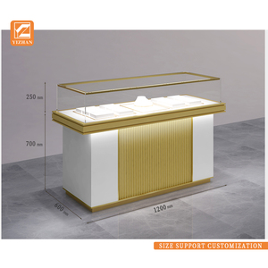 Tùy chỉnh đồ trang sức hiển thị Showcase Big Mall thương hiệu cửa hàng LED chiếu sáng sơn gỗ Glass <span class=keywords><strong>Black</strong></span> Gold hiển thị thương mại - Product Image 3