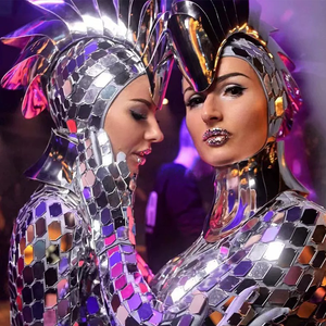 Femme argent doré serpent body miroir réfléchissant Costume fêtes Flash Laser danse verre brillant costume Performance porter - Product Image 6