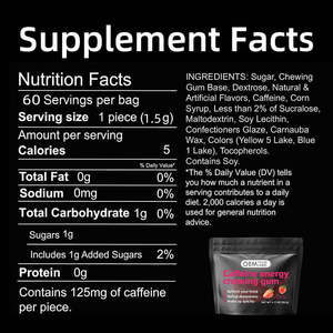 Toptan nane enerjisi sakız çilek lezzet kafein sakız destek enerji ve odak kafein sakız - Product Image 2