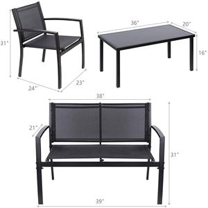 Conjunto de muebles de exterior para Patio, conjunto de bistró con Loveseat, mesa de té para el hogar, 4 Uds. - Product Image 2