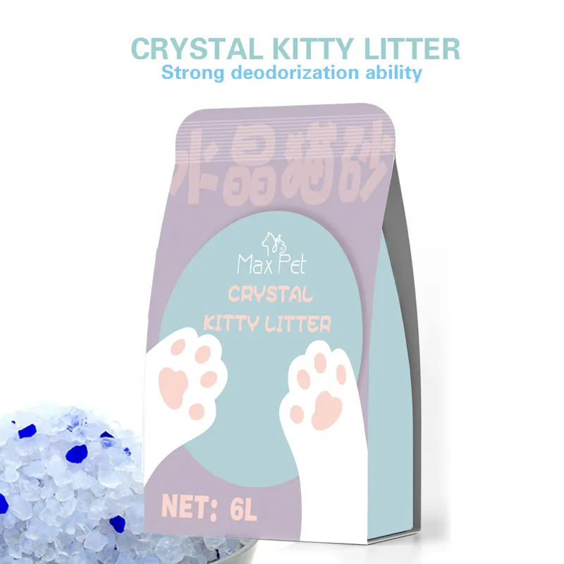 Amostra grátis preço de atacado cristal silicone gel areia de limpeza de areia para animais de estimação areia de silicone para gatos de 10 litros