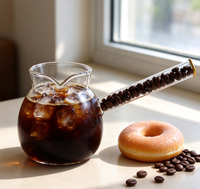 Teko Kopi Kaca Borosilikat Tahan Panas dengan Gagang Berongga dan Corong untuk Rumah Kantor Teh