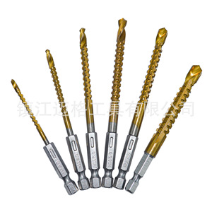 Hex Shank Woodworking <b>Drill</b> <b>Bit</b> Set 6Pc Hss Titanium Coated Spiral Groove For <b>Wood</b> Drilling - Product Image 1
