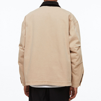 Veste d'hiver en toile de coton 100% de haute qualité avec logo personnalisé, 14 oz, col rabattable, coupe ample, réversible, coupe-vent, respirante