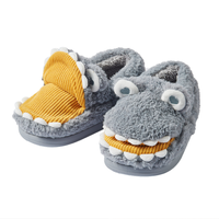 Chaussons en coton - Adorables pantoufles en peluche 3D style dessin animé avec couple de dinosaures amusants et effet chauffant