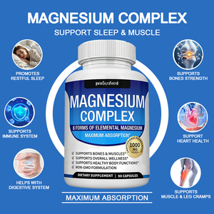 Cápsulas de Magnesio Complejo de Marca Privada OEM <span class=keywords><strong>1000mg</strong></span> con Glicinato, Citrato, Malato, Taurato y D3 para el Soporte Óseo y del Sueño, 90 Cápsulas - Product Image 2