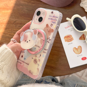 Coque de téléphone magnétique mignonne chat et chien, coque de protection double couche avec motif lettres pour iPhone 17 Pro Max 16 15 14 - Product Image 4