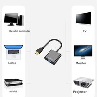 Adaptador de HDTV a VGA, Material ABS OEM, Hecho en China, para Monitor de Escritorio, Portátil, Proyector, Accesorios de Computadora
