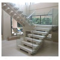 Rampe d'escalier moderne en acier inoxydable avec verre, résistante à la rouille et à l'eau, installation facile pour usage commercial et résidentiel
