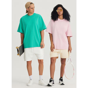 T-shirt ras du cou à épaules tombantes surdimensionné pour hommes de haute qualité T-shirt blanc tricoté Streetwear avec logo personnalisé - Product Image 1