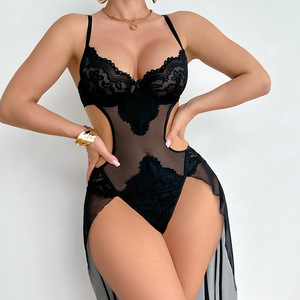 Body de Encaje Transparente Sexy para Mujer, Camisón con Tirantes Finos, Ropa de Dormir Exótica, Conjunto de Lencería Íntima para Dama - Product Image 2