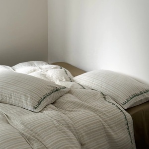 Hiện Đại Nữ Hoàng Kích Thước Sọc Rửa Sạch Bông Duvet Cover Set Mềm Mại Thoáng Khí Thân Thiện Với Môi 400TC Thoải Mái Bộ Đồ Giường Nhà Sử Dụng - Product Image 1