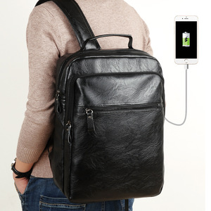 Custom <b>Big</b> Capacity Popular Pu Man Leather <b>Backpack</b> Fashion Travel <b>Backpack</b> With Earphone Hole <b>Backpack</b> - Product Image 1