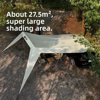 Tente de Voiture Extérieure en Tissu Coton Imperméable Grande Auvent d'Ombrage Installation Rapide Résistante au Vent Utilisation Estivale Camping Overlanding