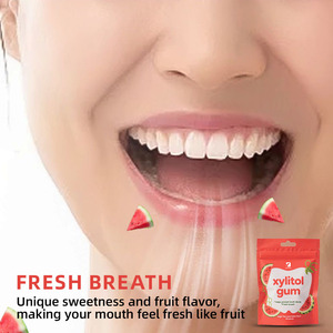 La gomma xilitolo di fabbrica OEM contiene eritritolo supporta la cura orale a basso contenuto calorico senza zucchero gomma aromatizzata all'anguria 60 <span class=keywords><strong>compresse</strong></span>/confezione - Product Image 4